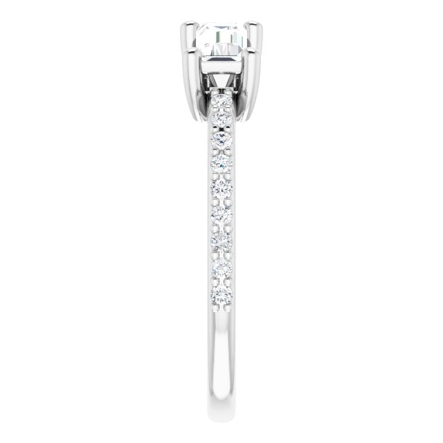 Cubic Zirconia Engagement Ring- The Minerva (Customizable Enhanced 2-stone Straight Baguette Cut Design with Ultra-thin Accented Band)