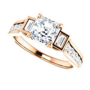 Cubic Zirconia Engagement Ring- The Portia (Customizable Asscher Cut 15-stone Design)