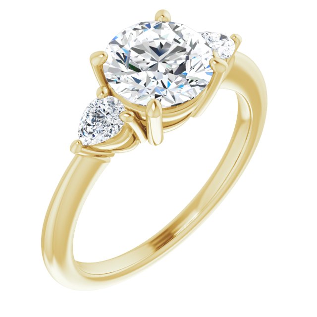 10K Yellow Gold Customizable 3-stone Round Style with Pear Accents