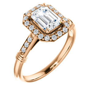 Cubic Zirconia Engagement Ring- The Thelma Ann (Customizable Cathedral-Halo Radiant Cut Design with Thin Accented Band)