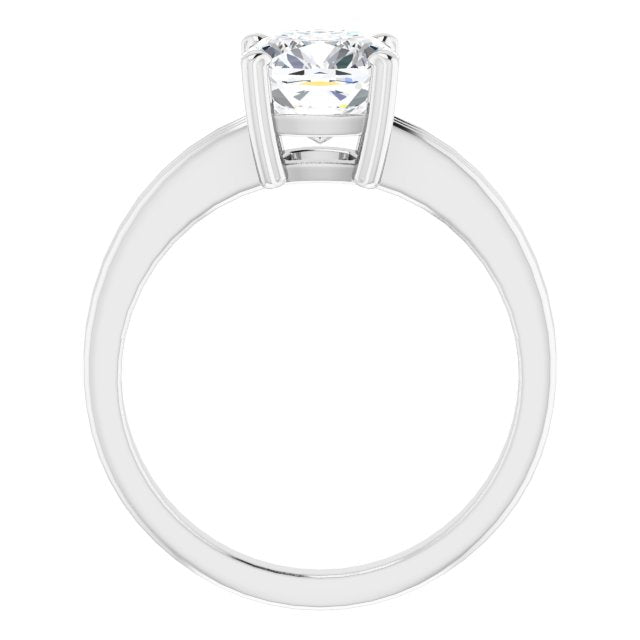 Cubic Zirconia Engagement Ring- The Davina (Customizable Cushion Cut Solitaire with Double-Grooved Band)