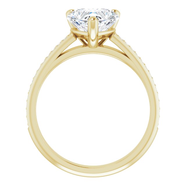 Cubic Zirconia Engagement Ring- The Ahimsa (Customizable Cathedral-set Heart Cut Style with Shared Prong Band)