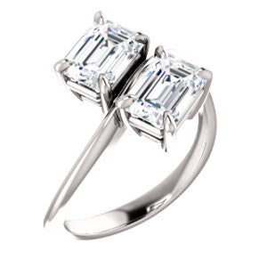 Cubic Zirconia Engagement Ring- The Patti (Customizable Emerald Cut 2-stone Bypass Style)