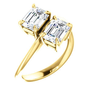 Cubic Zirconia Engagement Ring- The Patti (Customizable Emerald Cut 2-stone Bypass Style)