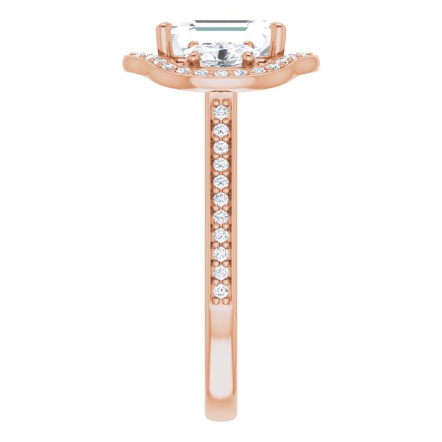 Cubic Zirconia Engagement Ring- The Dulce (Customizable Radiant Cut Style with Oval Cut Accents, 3-stone Halo & Thin Shared Prong Band)