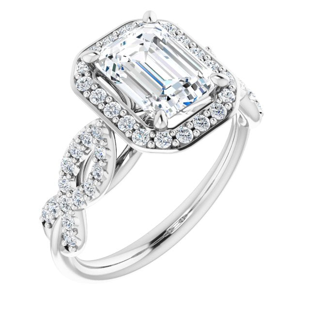 Cubic Zirconia Engagement Ring- The Jakayla (Customizable Cathedral-Halo Radiant Cut Design with Artisan Infinity-inspired Twisting Pavé Band)