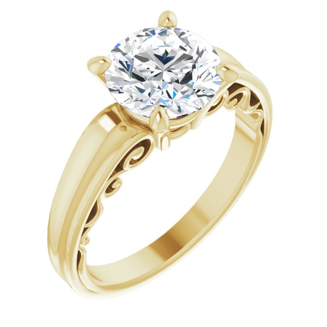 14K Yellow Gold Customizable Round Cut Solitaire