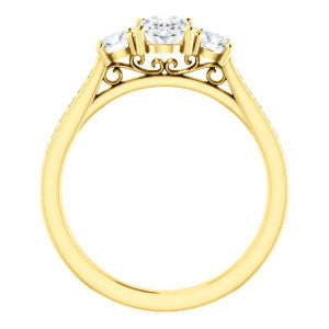 CZ Wedding Set, featuring The Tess engagement ring (Customizable Oval Cut Trellis-Enhanced Bridge Setting with Semi-Pavé Band)