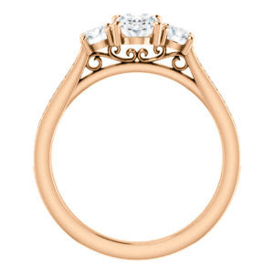 CZ Wedding Set, featuring The Tess engagement ring (Customizable Oval Cut Trellis-Enhanced Bridge Setting with Semi-Pavé Band)