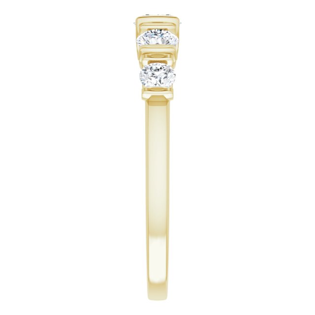 Cubic Zirconia Engagement Ring- The Elizabeth Mary (Customizable 5-stone Round Cut Design with Thick Channel Setting)