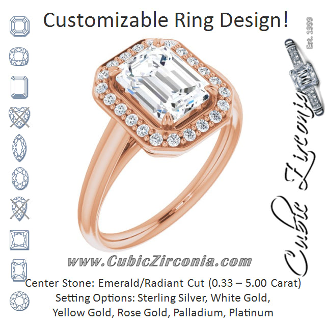 Cubic Zirconia Engagement Ring- The Arianna (Customizable Radiant Cut Design with Loose Halo)