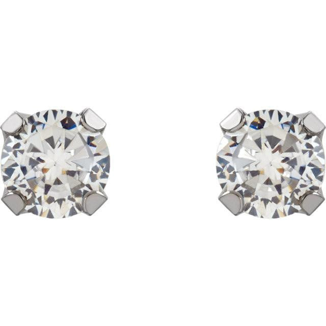 Cubic Zirconia Earrings- Customizable Round Cut Piercing Earring Set