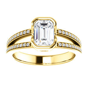 Cubic Zirconia Engagement Ring- The Monami (Customizable Bezel Radiant Cut with Split-pavé Band Accents & Euro Shank)