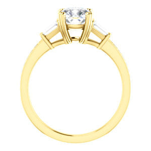 Cubic Zirconia Engagement Ring- The Hazel Rae (Customizable Cushion Cut Design with Quad Baguette Accents and Pavé Band)