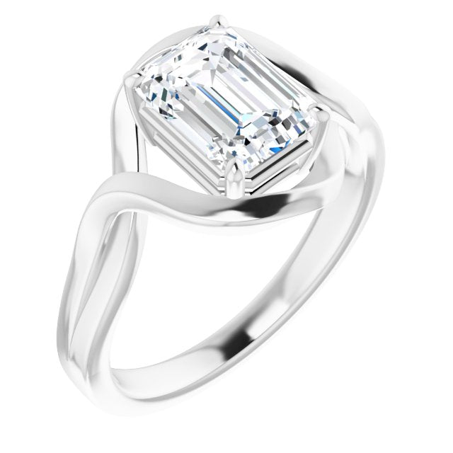 Cubic Zirconia Engagement Ring- The Helene (Customizable Radiant Cut Hurricane-inspired Bypass Solitaire)