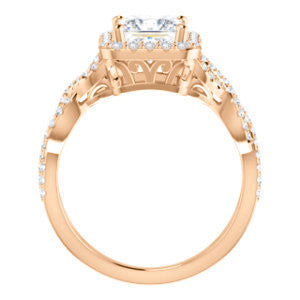 CZ Wedding Set, featuring The Benita engagement ring (Customizable Princess Cut with Infinity Split-band Pavé and Halo)