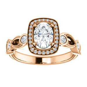 Cubic Zirconia Engagement Ring- The Lois Belle (Customizable Oval Cut Halo-Style with Twisting Filigreed Infinity Split-Band)