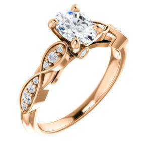 Cubic Zirconia Engagement Ring- The Meryl (Customizable Oval Cut Design featuring Pavé-Infinity Band and Peekaboo Accents)