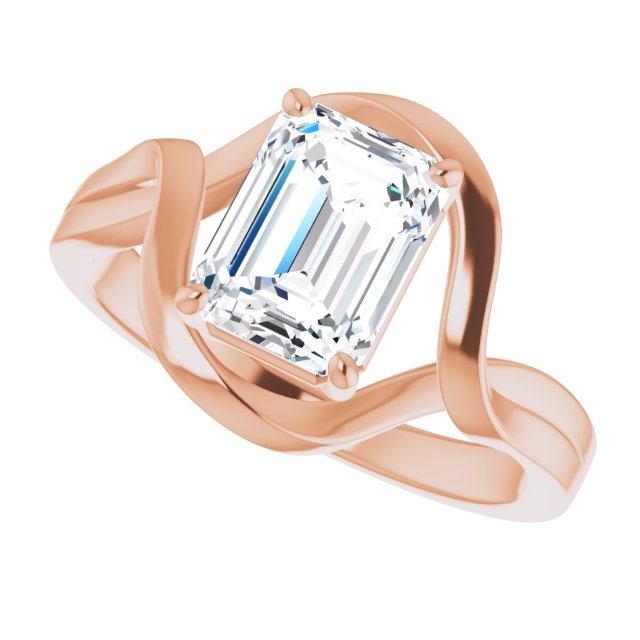 Cubic Zirconia Engagement Ring- The Helene (Customizable Radiant Cut Hurricane-inspired Bypass Solitaire)