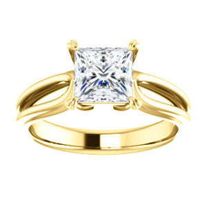 CZ Wedding Set, featuring The Piper engagement ring (Customizable Princess Cut Solitaire with Flared Split-band)