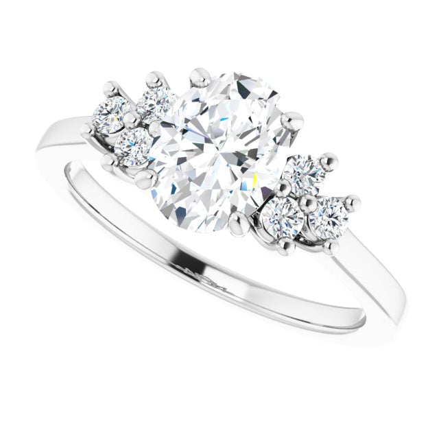 Cubic Zirconia Engagement Ring- The Gwendolyn (Customizable Oval Cut 7-stone Prong-Set Design)