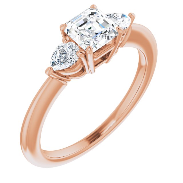 10K Rose Gold Customizable 3-stone Asscher Style with Pear Accents