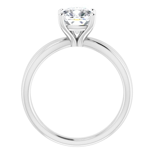 Cubic Zirconia Engagement Ring- The Maha (Customizable Cushion Cut Solitaire Design with Wide, Ribboned Split-band)