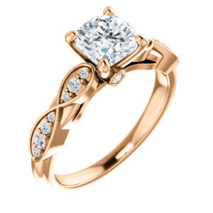 Cubic Zirconia Engagement Ring- The Meryl (Customizable Cushion Cut Design featuring Pavé-Infinity Band and Peekaboo Accents)