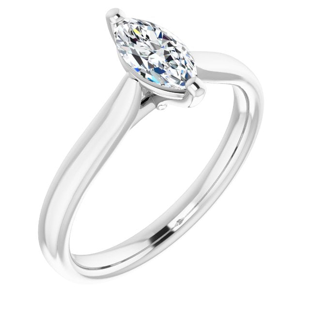 10K White Gold Customizable Cathedral-Prong Marquise Cut Solitaire