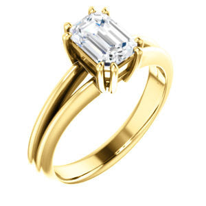 Cubic Zirconia Engagement Ring- The Reese (Customizable Emerald Cut Solitaire with Grooved Band)