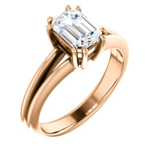 Cubic Zirconia Engagement Ring- The Reese (Customizable Radiant Cut Solitaire with Grooved Band)