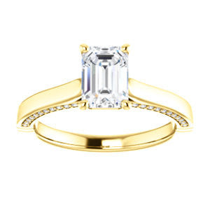 Cubic Zirconia Engagement Ring- The Tonja (Customizable Radiant Cut Semi-Solitaire with Dual Three-sided Pavé Band)