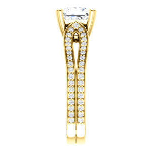 Cubic Zirconia Engagement Ring- The Monet (Customizable Princess Cut Design with Wide Split-Pavé Band)