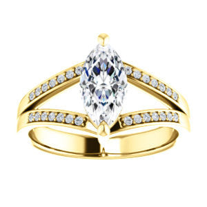 Cubic Zirconia Engagement Ring- The Lyla Ann (Customizable Marquise Cut Design with Wide Double-Pavé Band)