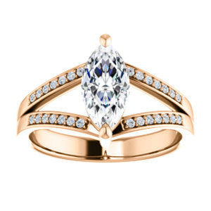 Cubic Zirconia Engagement Ring- The Lyla Ann (Customizable Marquise Cut Design with Wide Double-Pavé Band)