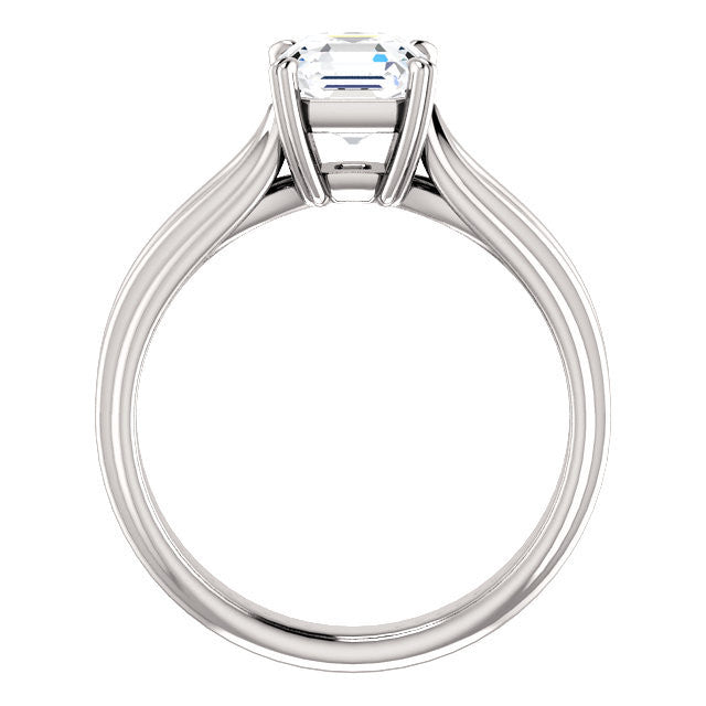 Cubic Zirconia Engagement Ring- The Piper (Customizable Asscher Cut Solitaire with Flared Split-band)