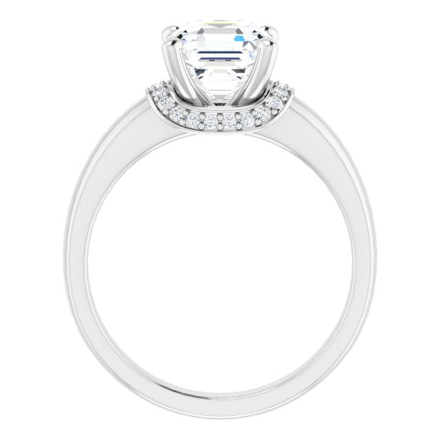 Cubic Zirconia Engagement Ring- The Jennifer Elena (Customizable Asscher Cut Style featuring Saddle-shaped Under Halo)