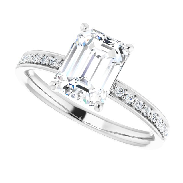 Cubic Zirconia Engagement Ring- The Helena (Customizable Classic Prong-set Radiant Cut Design with Shared Prong Band)