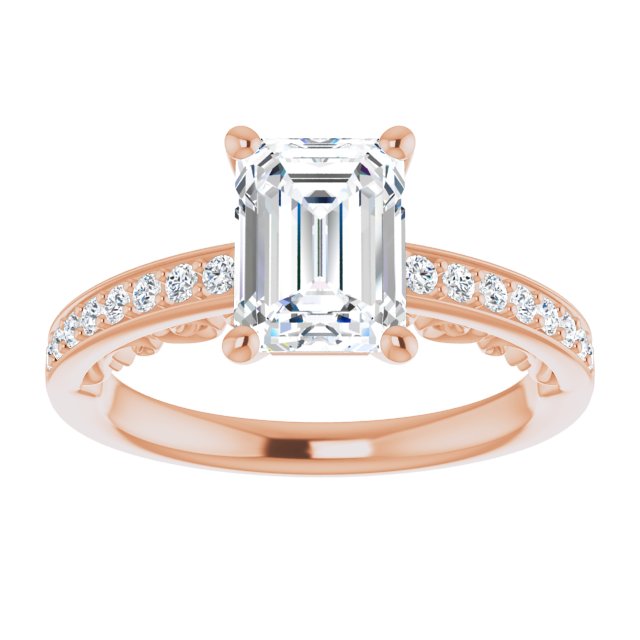 Cubic Zirconia Engagement Ring- The Eternity (Customizable Radiant Cut Design featuring 3-Sided Infinity Trellis and Round-Channel Accented Band)