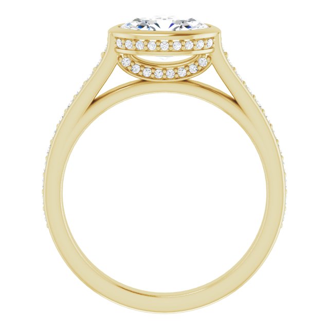 Cubic Zirconia Engagement Ring- The Jada (Customizable Cathedral-Bezel Oval Cut Design with Under Halo and Shared Prong Band)