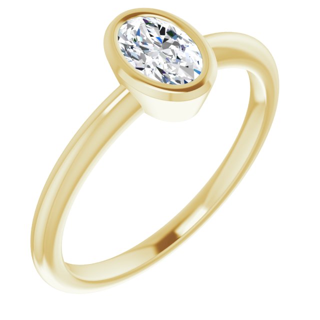 10K Yellow Gold Customizable Bezel-set Oval Cut Solitaire with Thin Band