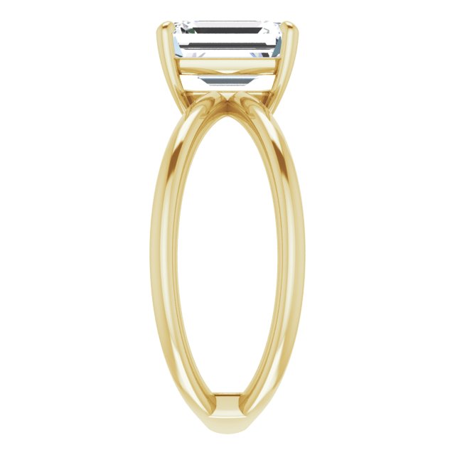 Cubic Zirconia Engagement Ring- The Bǎo (Customizable Emerald Cut Solitaire with Semi-Atomic Symbol Band)