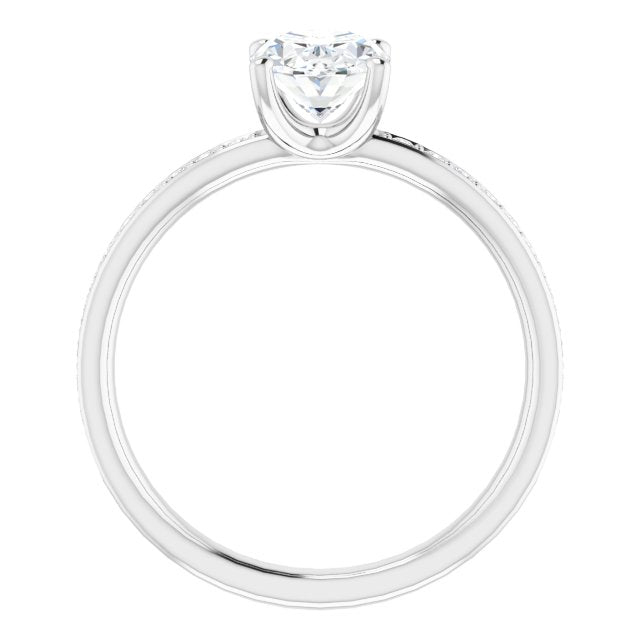 Cubic Zirconia Engagement Ring- The Helena (Customizable Classic Prong-set Oval Cut Design with Shared Prong Band)