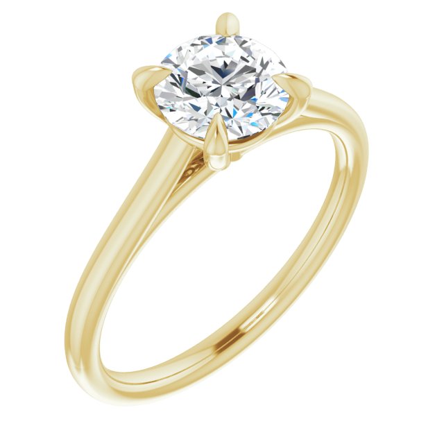 10K Yellow Gold Customizable Classic Cathedral Round Cut Solitaire