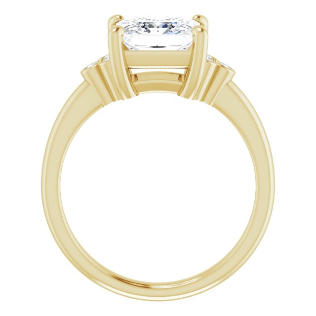 Cubic Zirconia Engagement Ring- The Irene (Customizable 7-stone Princess/Square Cut Center with Round-Bezel Side Stones)