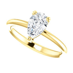 Cubic Zirconia Engagement Ring- The Venusia (Customizable Pear Cut Solitaire with Thin Band)
