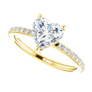 Cubic Zirconia Engagement Ring- The Delilah (Customizable Heart Cut Petite Style with 3/4 Pavé Band)