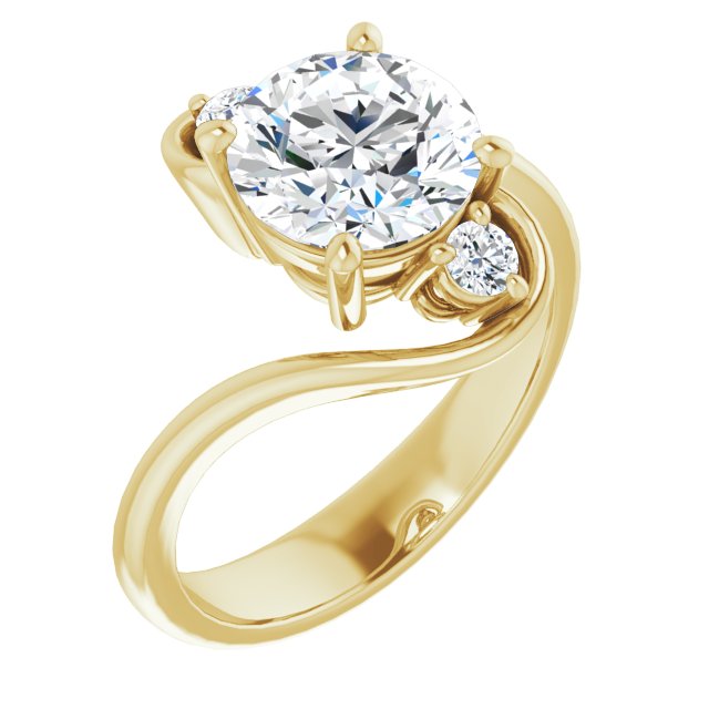 Cubic Zirconia Engagement Ring- The Clarice (Customizable 3-stone Round Cut Setting featuring Artisan Bypass)