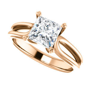 Cubic Zirconia Engagement Ring- The Piper (Customizable Princess Cut Solitaire with Flared Split-band)