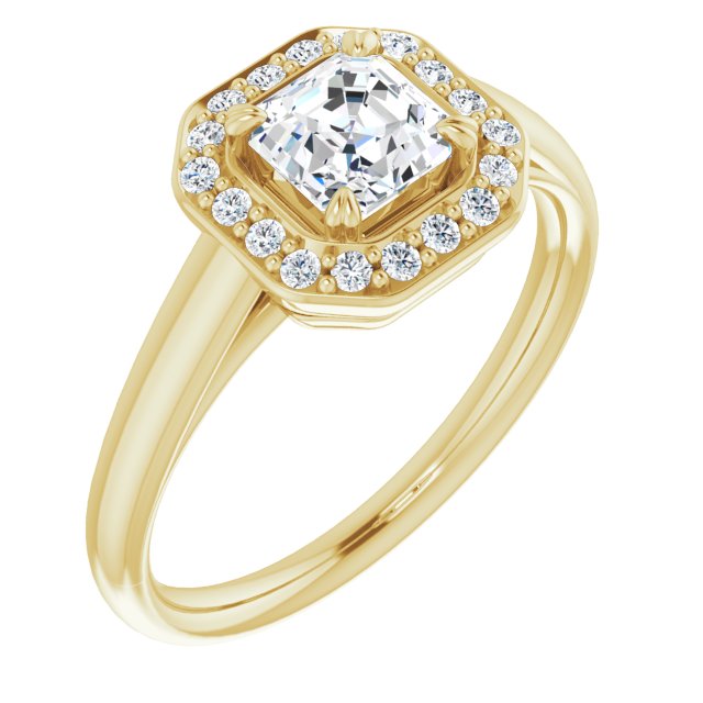 10K Yellow Gold Customizable Asscher Cut Design with Loose Halo